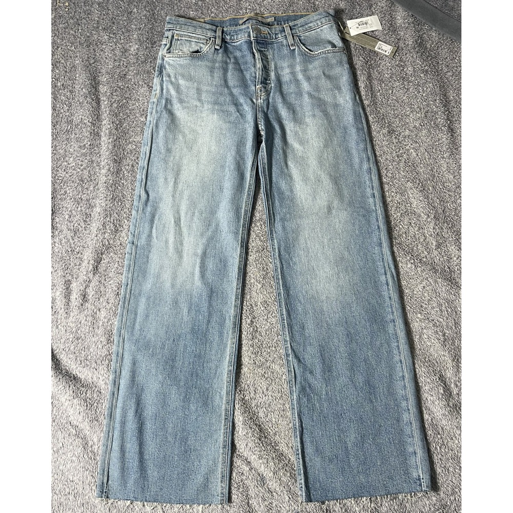 Hudson Rosie High Rise Wide Leg Jeans Womens Size 29 Celestial Blue Raw Hem